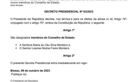 Lesmes Monteiro nomeado membro do conselho de Estado